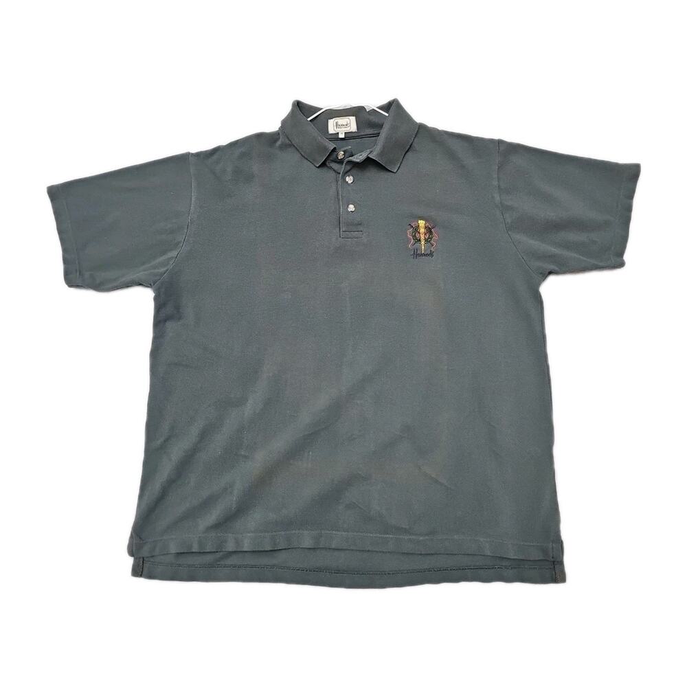 VINTAGE 1990’s Harrods London Knightsbridge T-Shirt Mens MEDIUM Embroidered LOGO